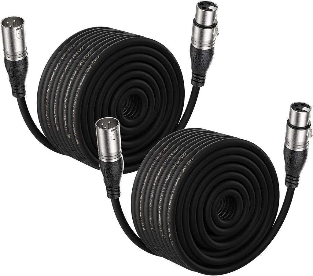 100 Ft XLR Microphone Cable, Black, Pack of 2 U790