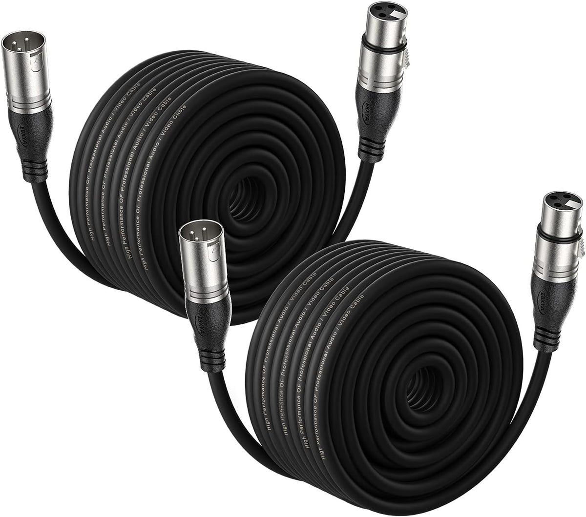 100 Ft XLR Microphone Cable, Black, Pack of 2 U790
