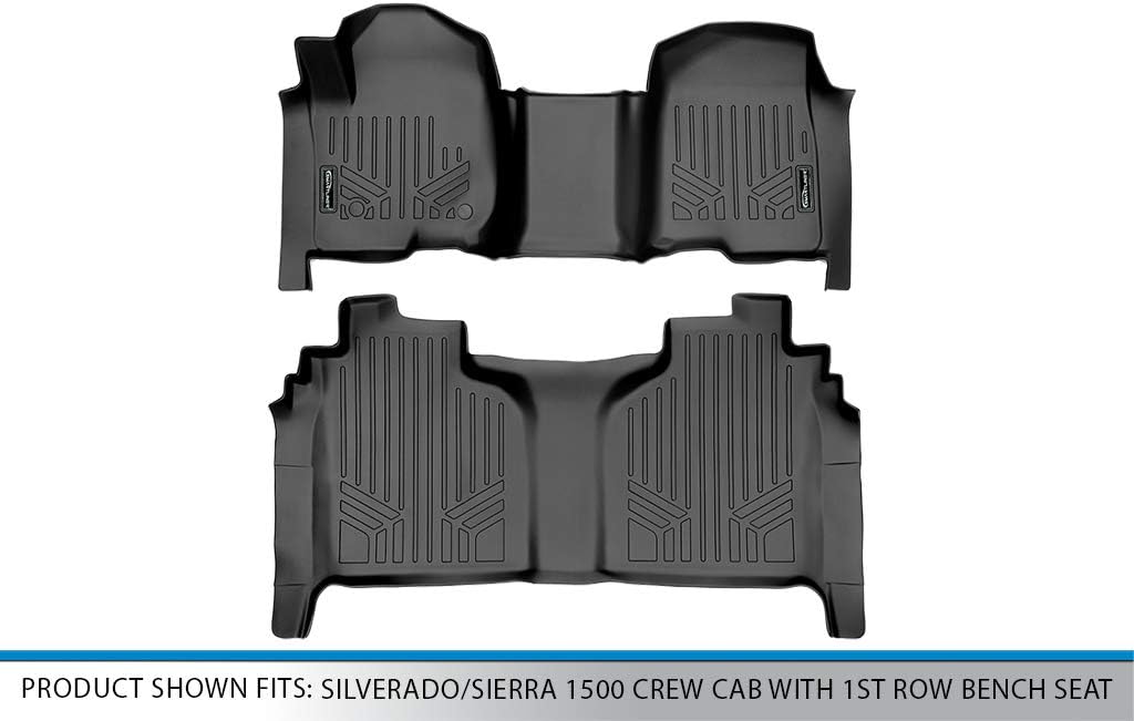 Black 2 Row Floor Mat Set for Crew Cab with Bench Seat D920