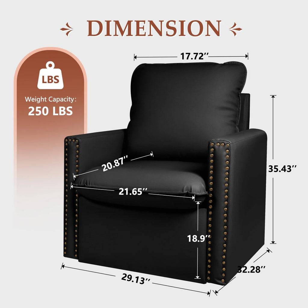 Black Faux Leather Swivel Accent Chair I813187
