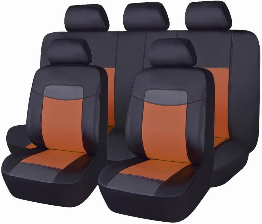 Black Leather Car Seat Covers Full Set Pack of 2 M928262