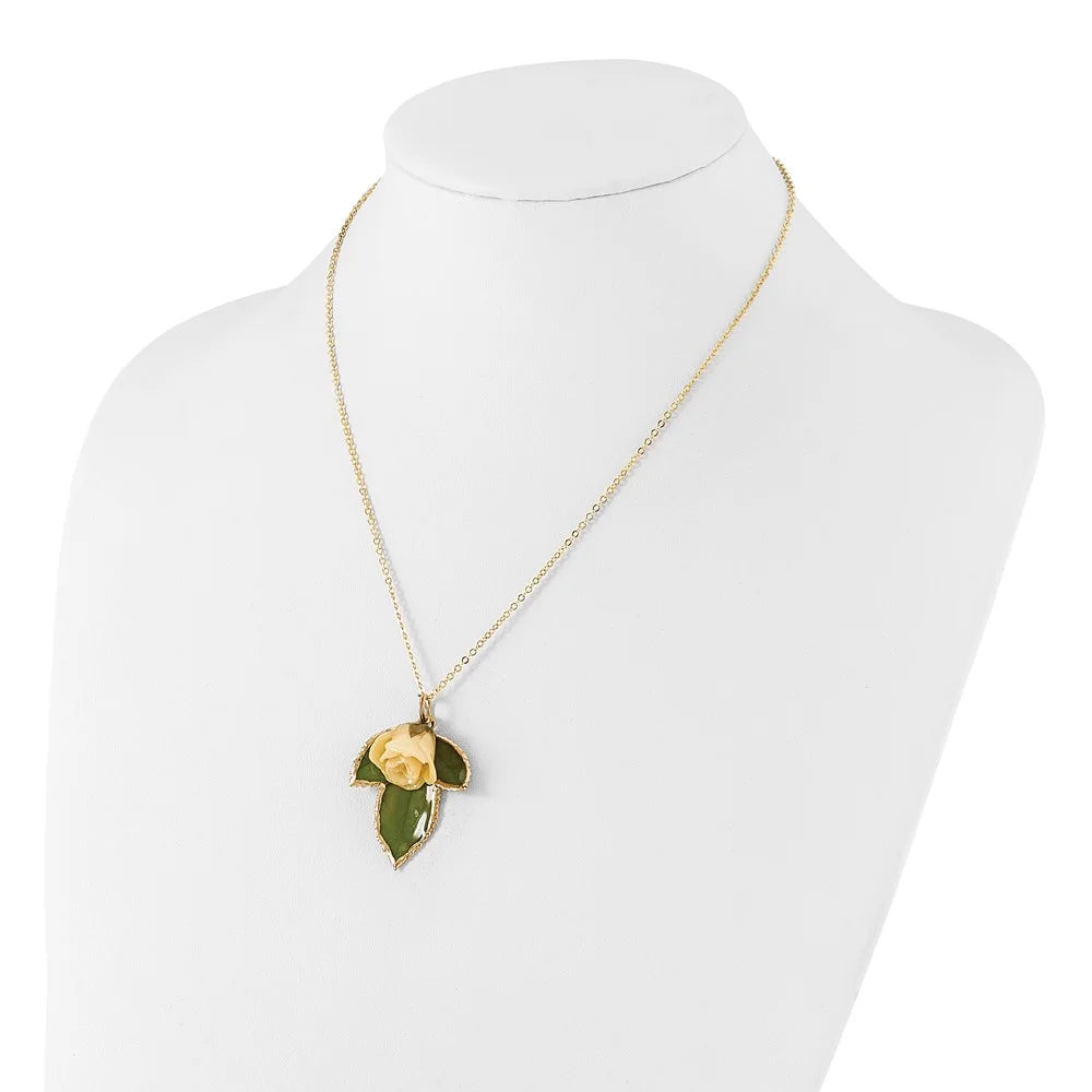 24K Gold-trim Lacquer Dipped Leaf 20 inch Necklace Y516192