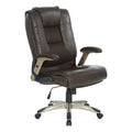 Bonded Leather Chair in Espresso with Cocoa Coated Flip Arms F227