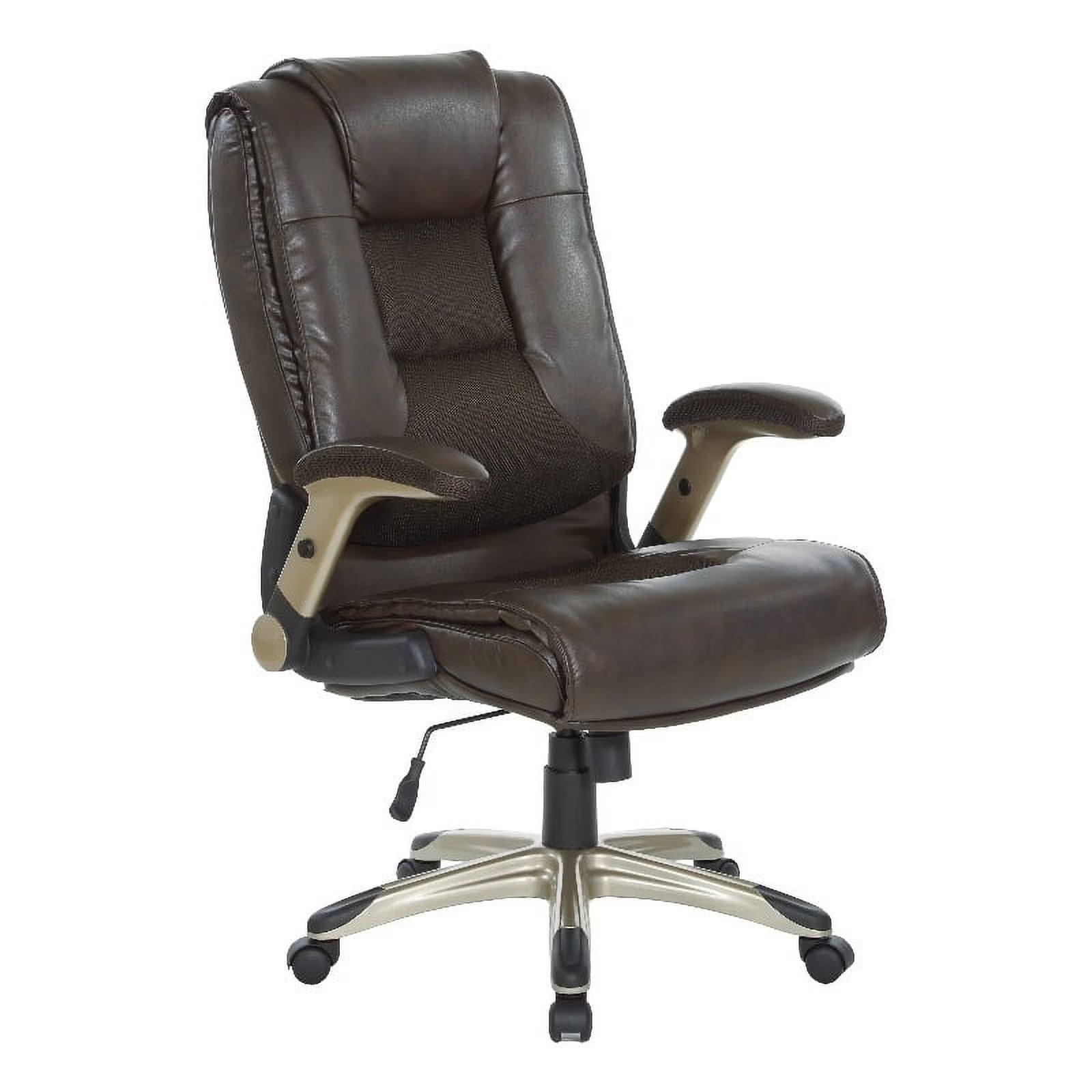 Bonded Leather Chair in Espresso with Cocoa Coated Flip Arms F227