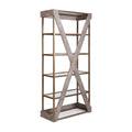 80 inch Bookcase Gold/Natural Wood P90074