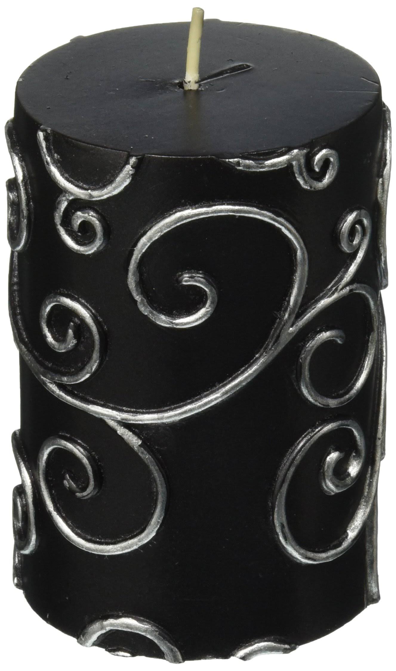 Black Scroll Pillar Candle Bulk (12-Case) B61357