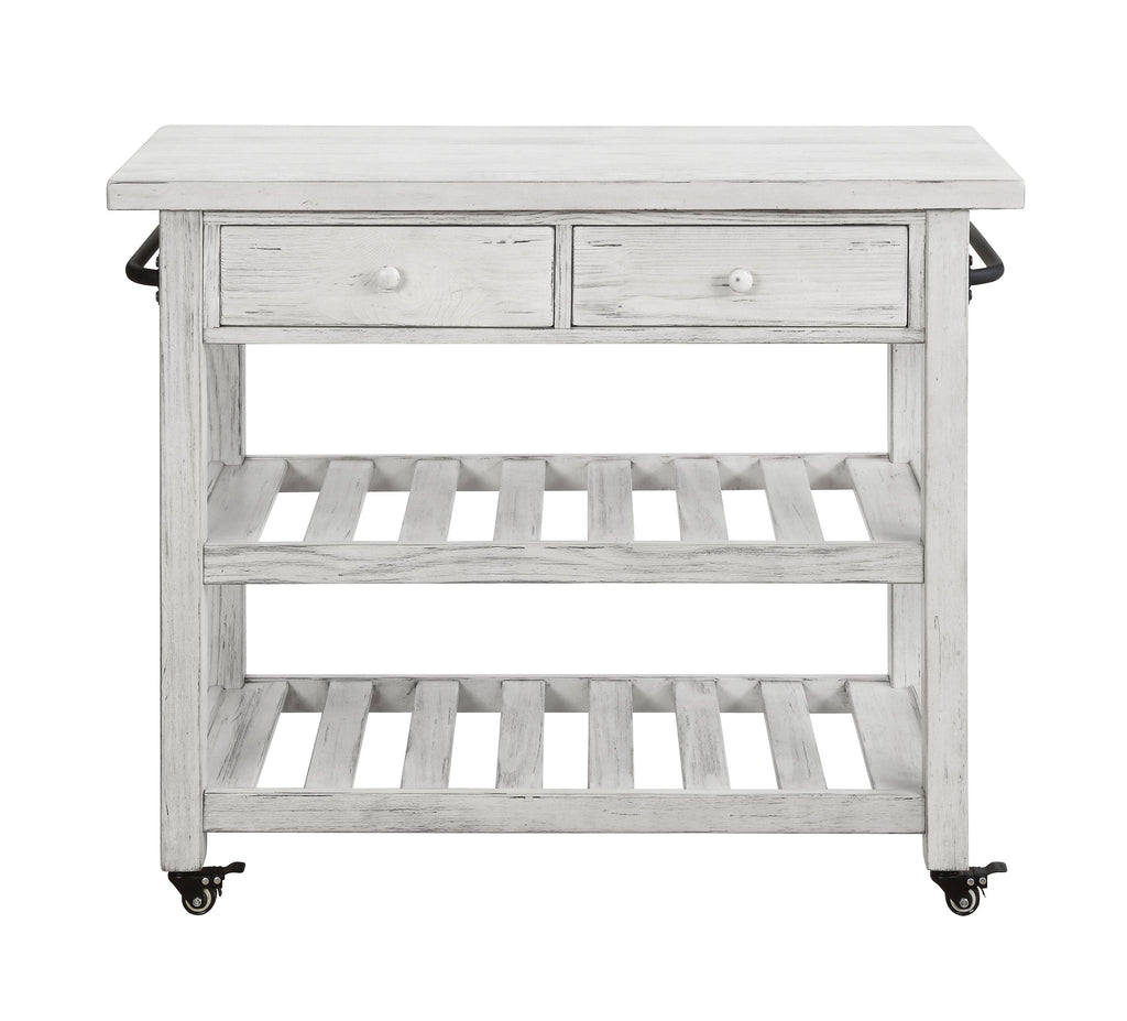 White Two-Drawer Kitchen Cart U697088