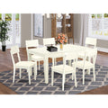 7 Pc Dining Set with Faux Leather Chairs in Linen White X438669