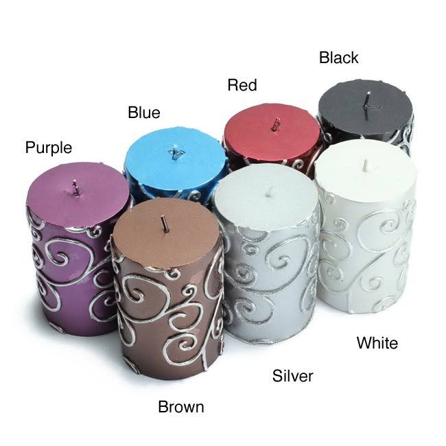 Black Scroll Pillar Candle Bulk (12-Case) B61357