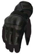 Black/Black Leather Motorcycle Gloves W19605