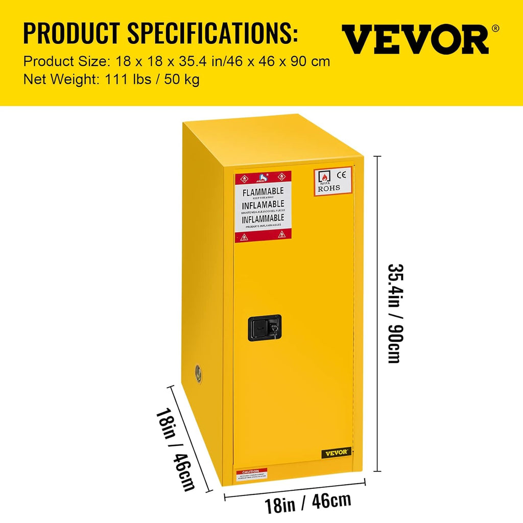 Galvanized Steel Flammable Storage Cabinet with Adjustable Shelf R4290