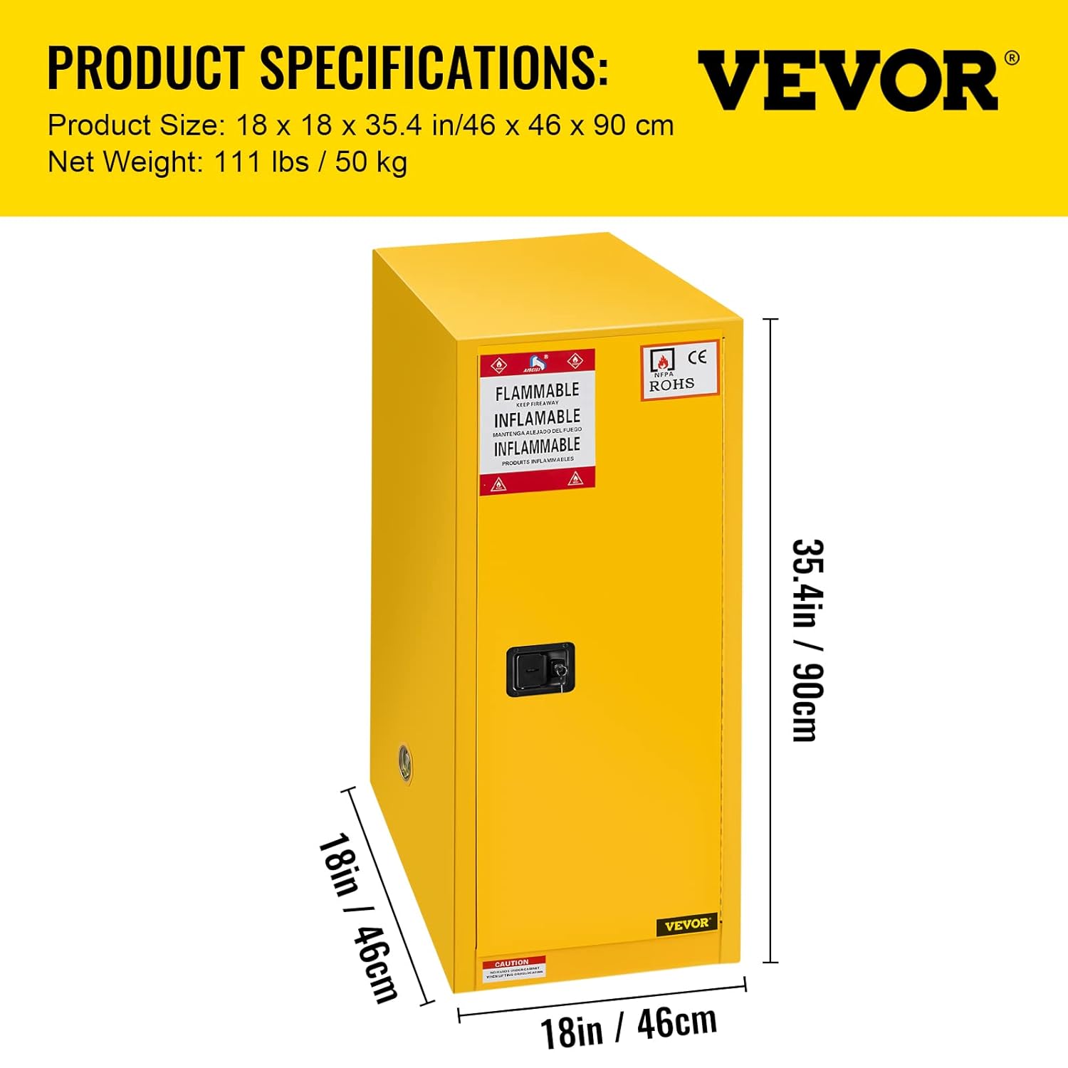 Galvanized Steel Flammable Storage Cabinet with Adjustable Shelf R4290