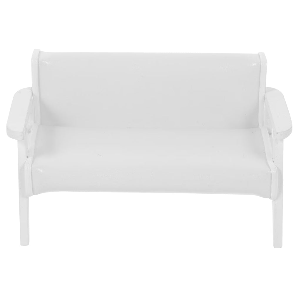White Leather Wooden Miniature Chair House L72537