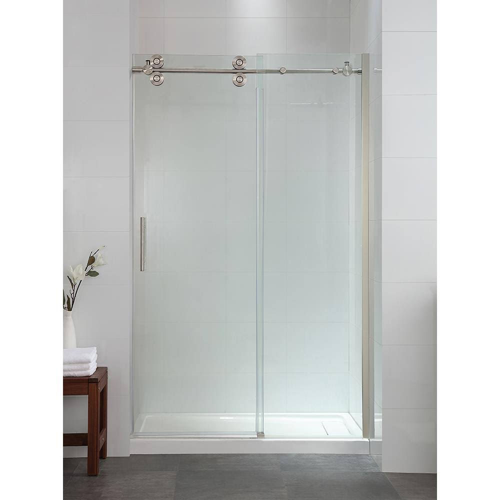 Frameless Sliding Satin Nickel Shower Door N2418