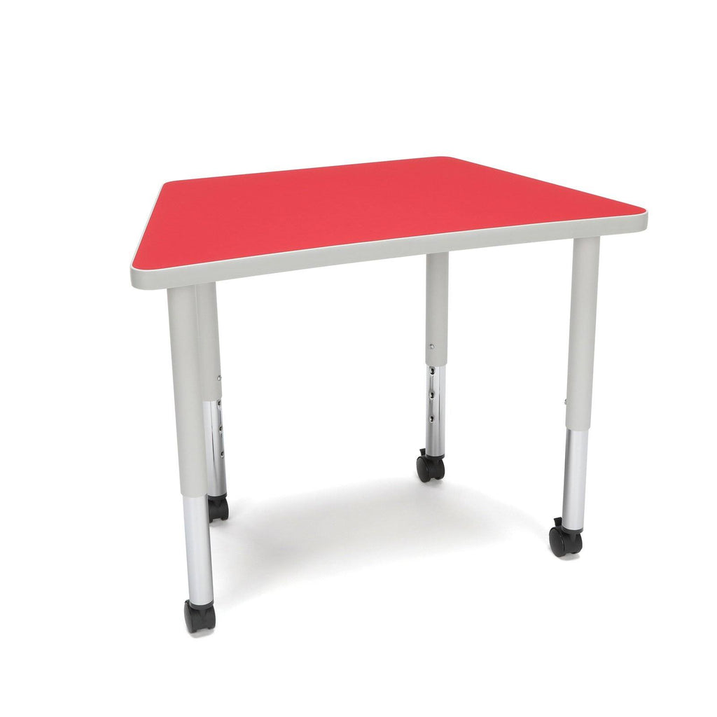 Red Height Adjustable Desk with Casters B621