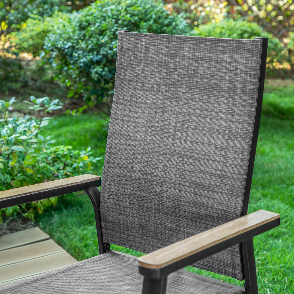 5-Piece Outdoor Patio Dining Set with 4 Aluminum Armchairs and 1 Dining Table, Black & Gray C3267