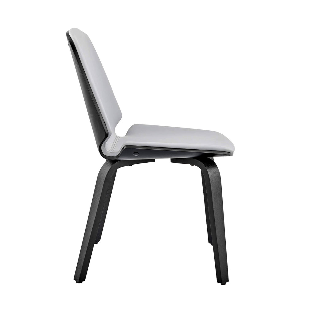 Gray Faux Leather and Walnut Wood Accent Chair M2550