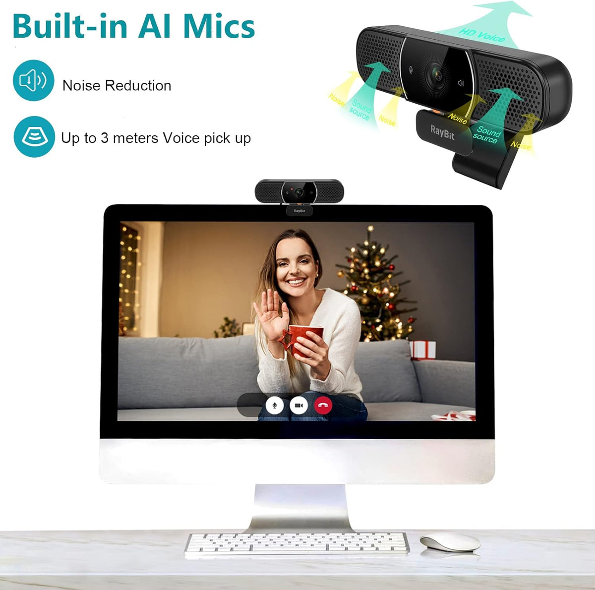 2 Pack Webcam with Microphone and Speaker F509