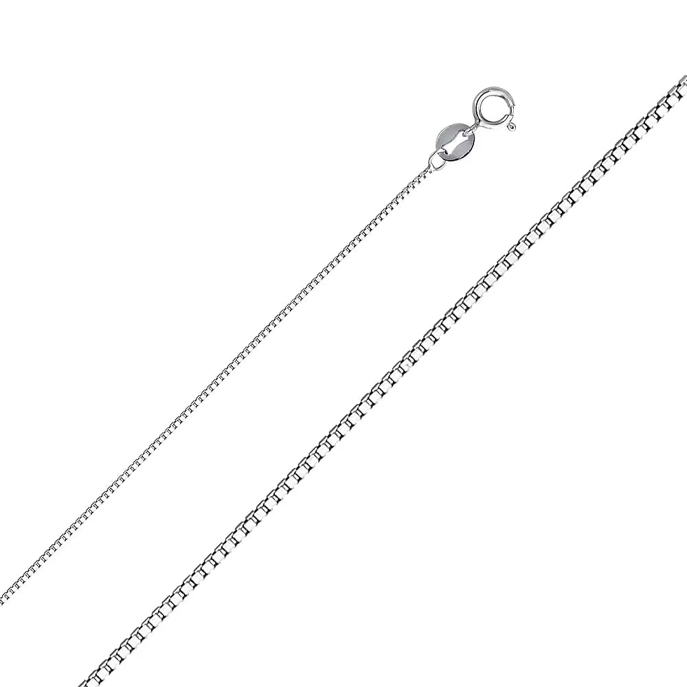 14k White Gold Box Pendant Chain Necklace 16 inch E232585
