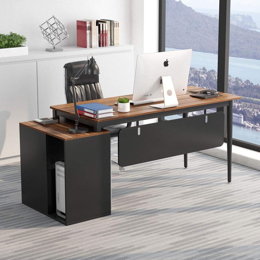 55 inch Computer Desk with Storage Cabinet and Drawer F5011