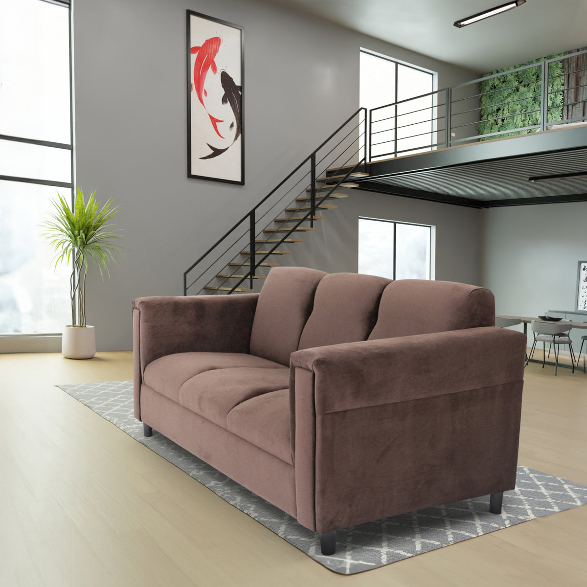 Suede Sofa with Solid Wood Frame O2606