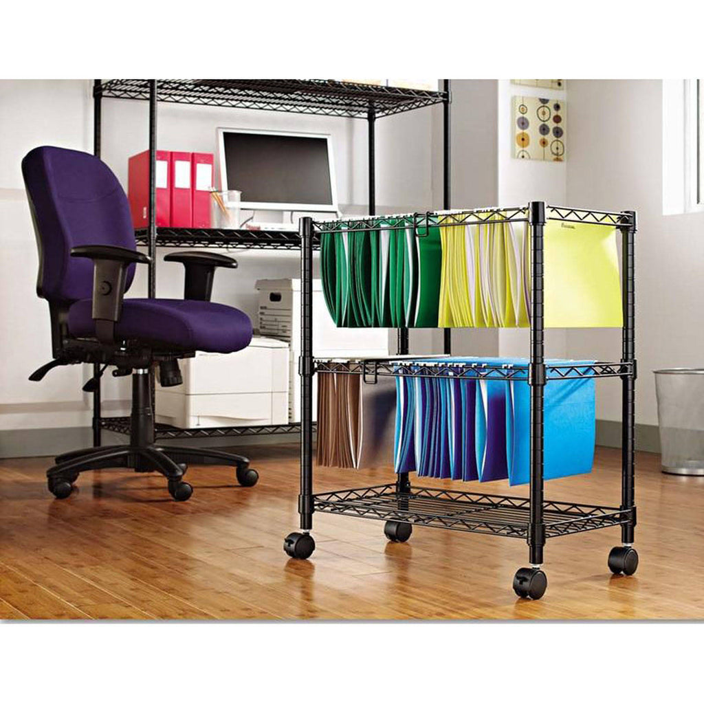 Black 2 Tier Rolling File Cart U8696