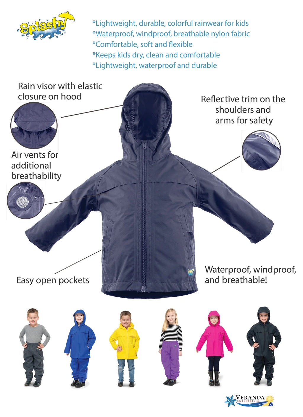 Navy Waterproof Raincoat S852