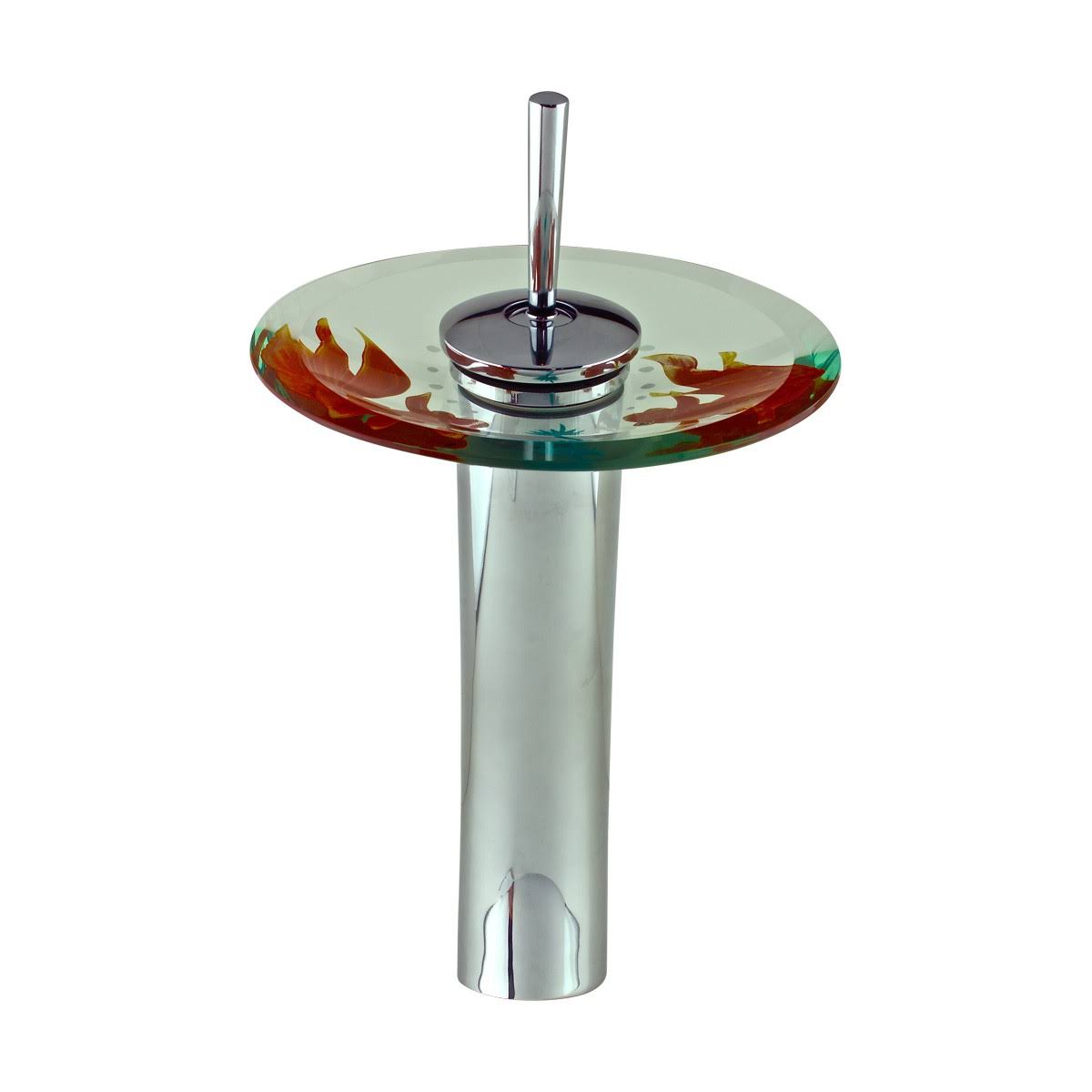 Chrome Heavy Cast Brass Glass Tall Waterfall Faucet O61546