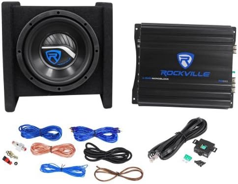 600w 12" Loaded Car Subwoofer Enclosure with Mono Amplifier and Amp Kit U1026