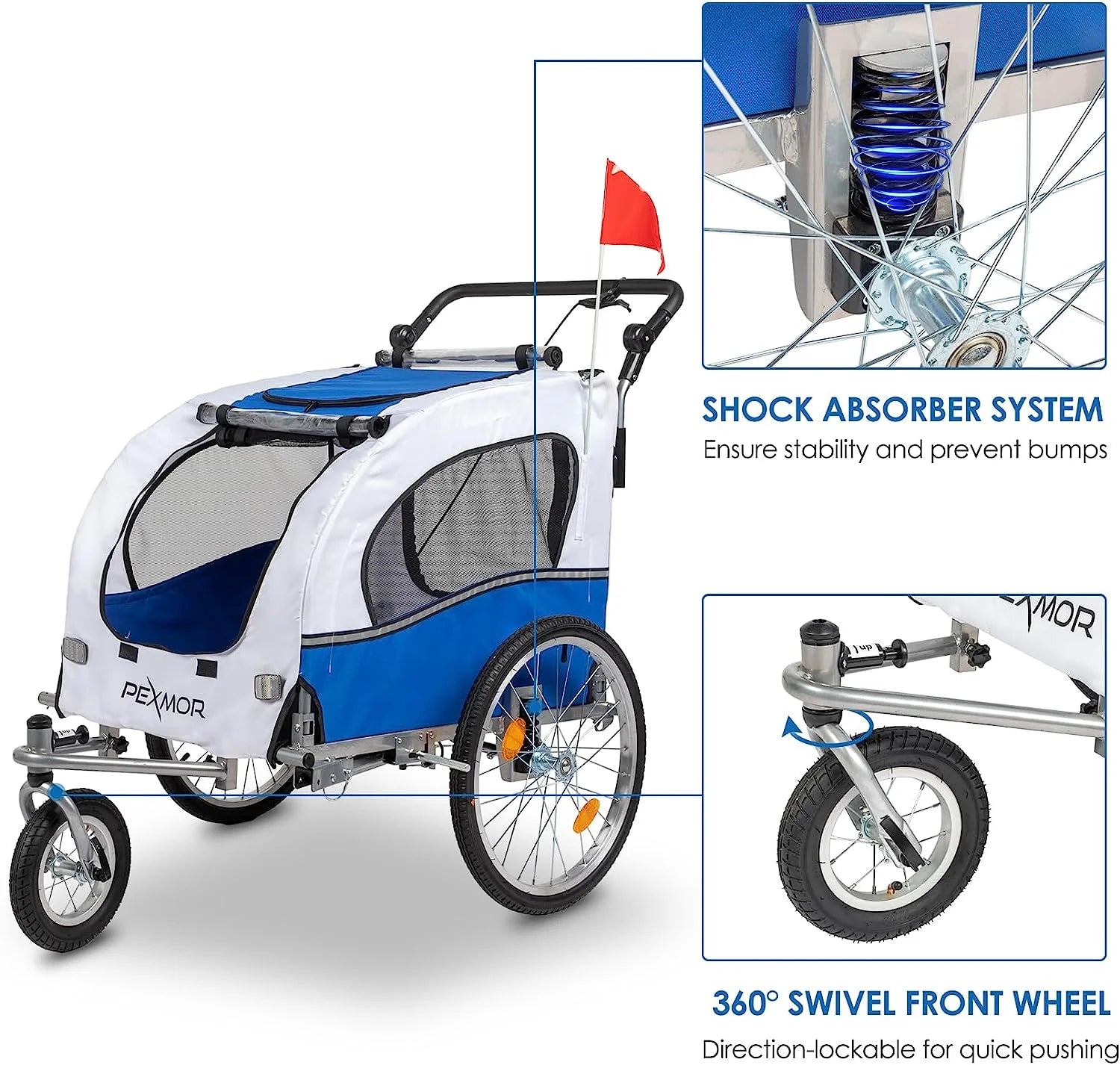 2-in-1 Dog Bike Trailer Pet Stroller with Universal Hitch V6675