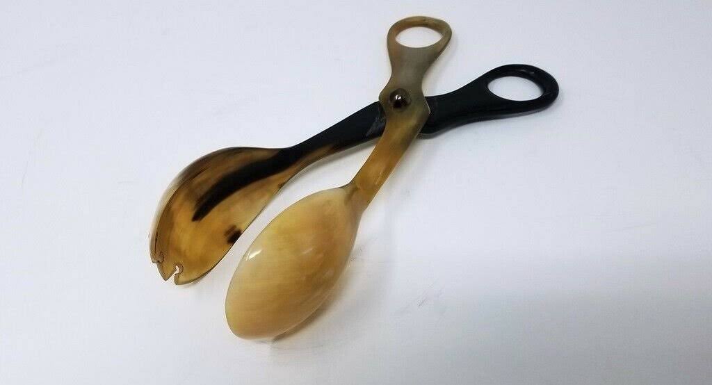 Handcrafted Horn Salad Server Buffet Tongs Set of 2 H784