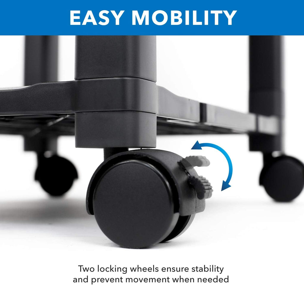 Black 3 Tier Rolling Printer Stand with Drawer D8452
