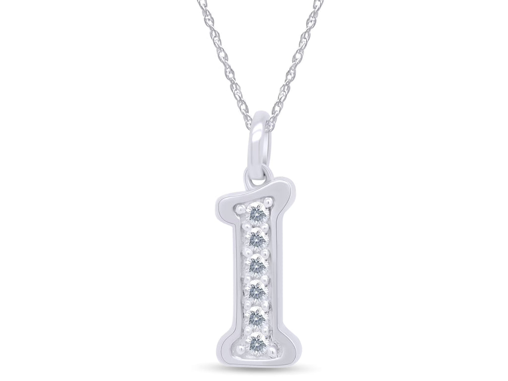 1/5 Ct Round Cut Moissanite Initial "I" Pendant Necklace in 14k White Gold Over Sterling Silver 18" Chain P538636