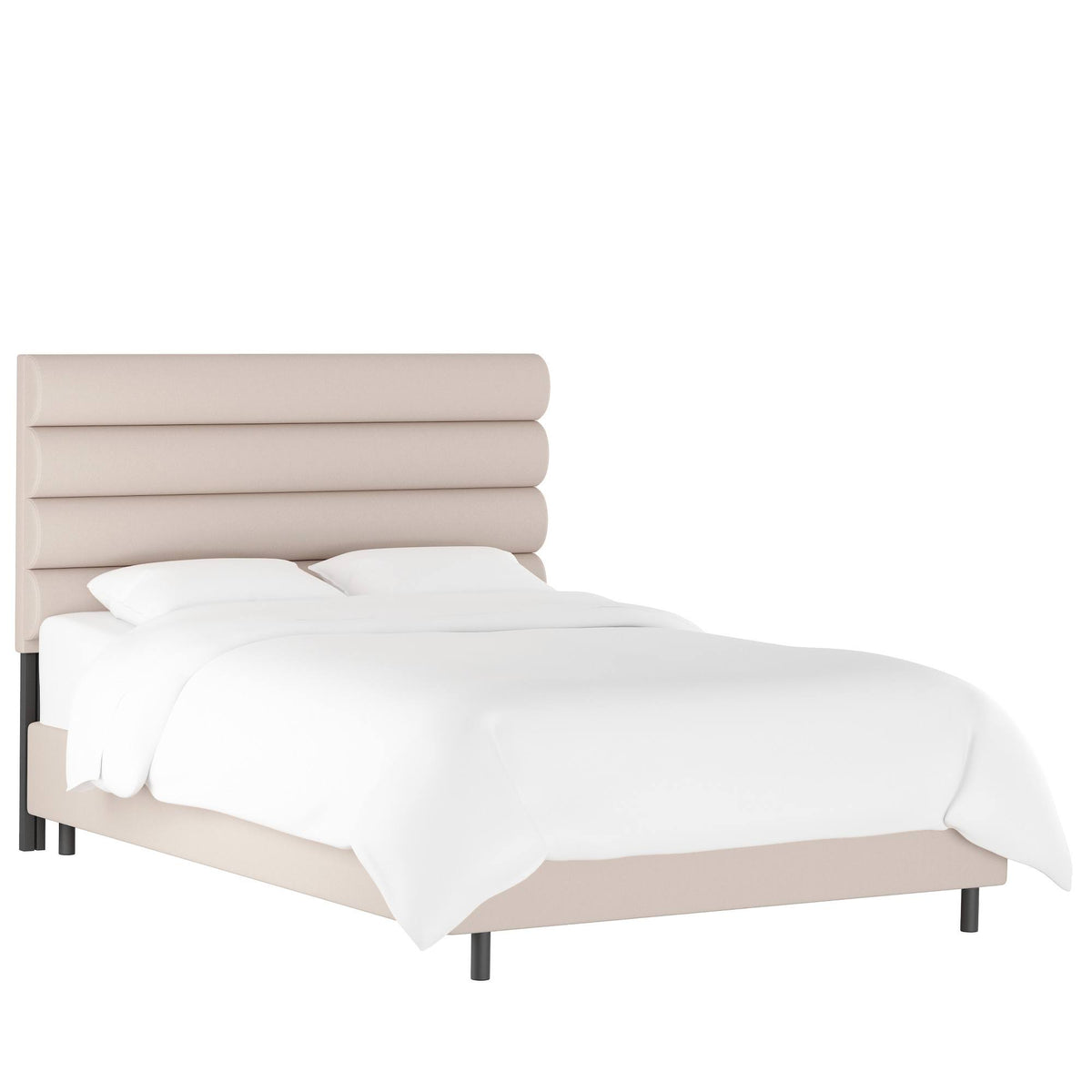 Full Velvet Ivory Bed P6079