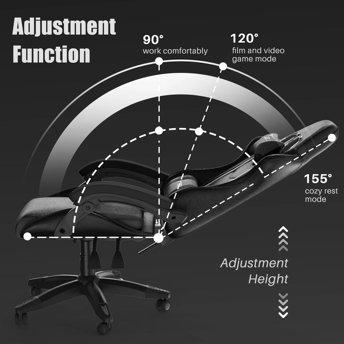Ergonomic Gaming Chair with Headrest & Lumbar Pillow, Black B9555