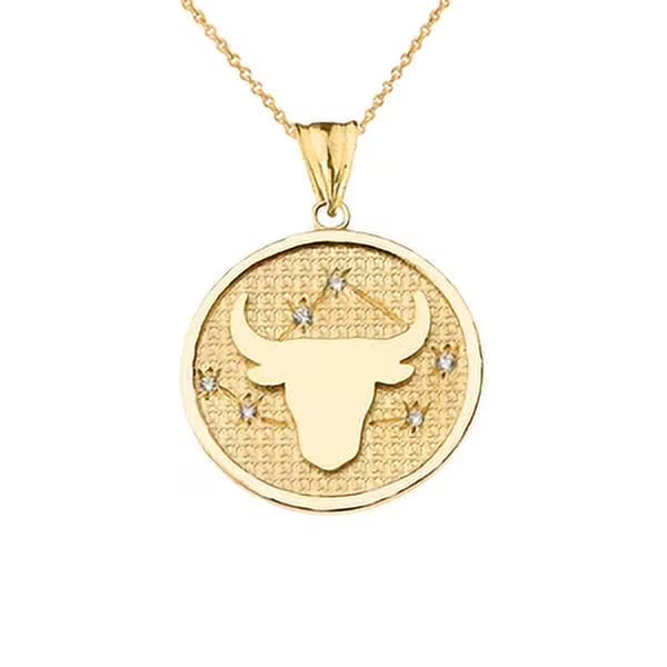Yellow Gold Taurus Constellation Pendant Necklace P33301