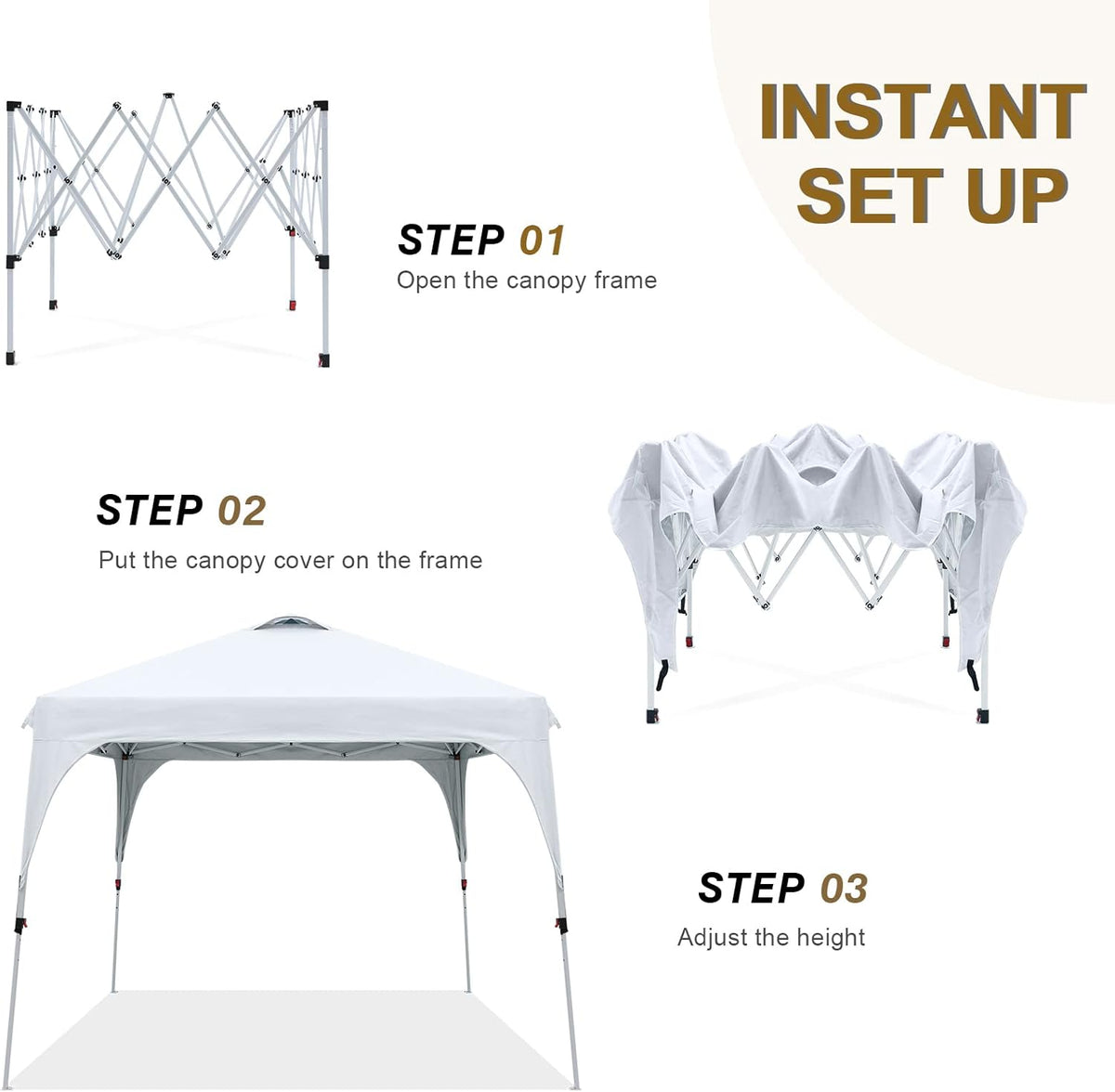 White Pop Up Canopy Tent with Wheeled Bag V783716