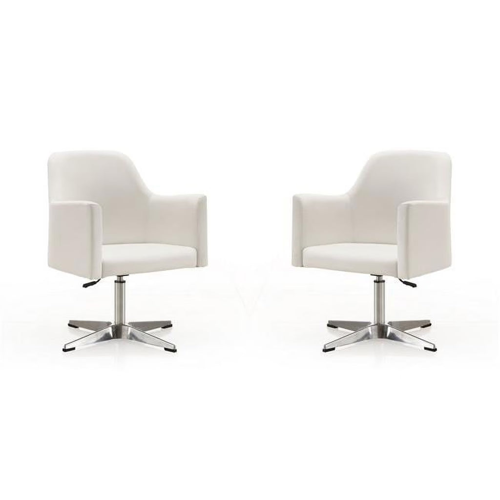 White Faux Leather Accent Chair (Set of 2) N813