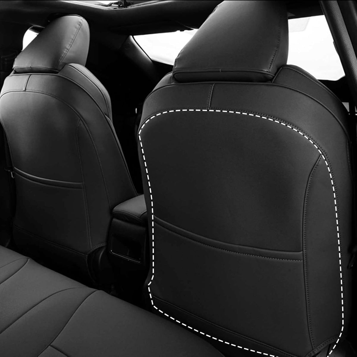 Black Faux Leather Full Set Car Seat Covers Z163