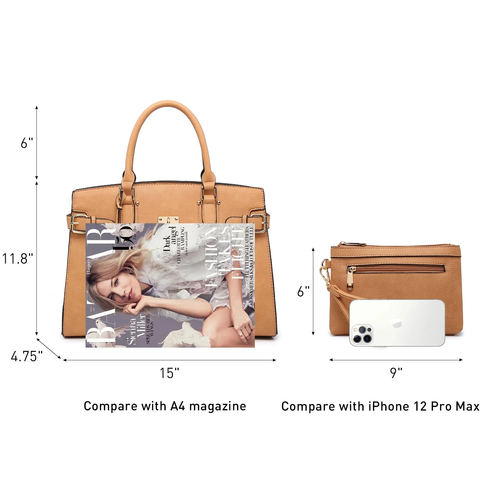 Satchel Handbags Shoulder Tote Top Handle Bags with Matching Wristlet Wallet A92143