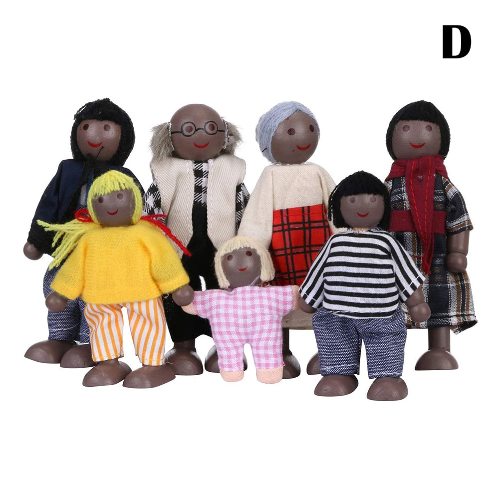 7pcs Wooden Doll Family Educational Wooden Toys J145