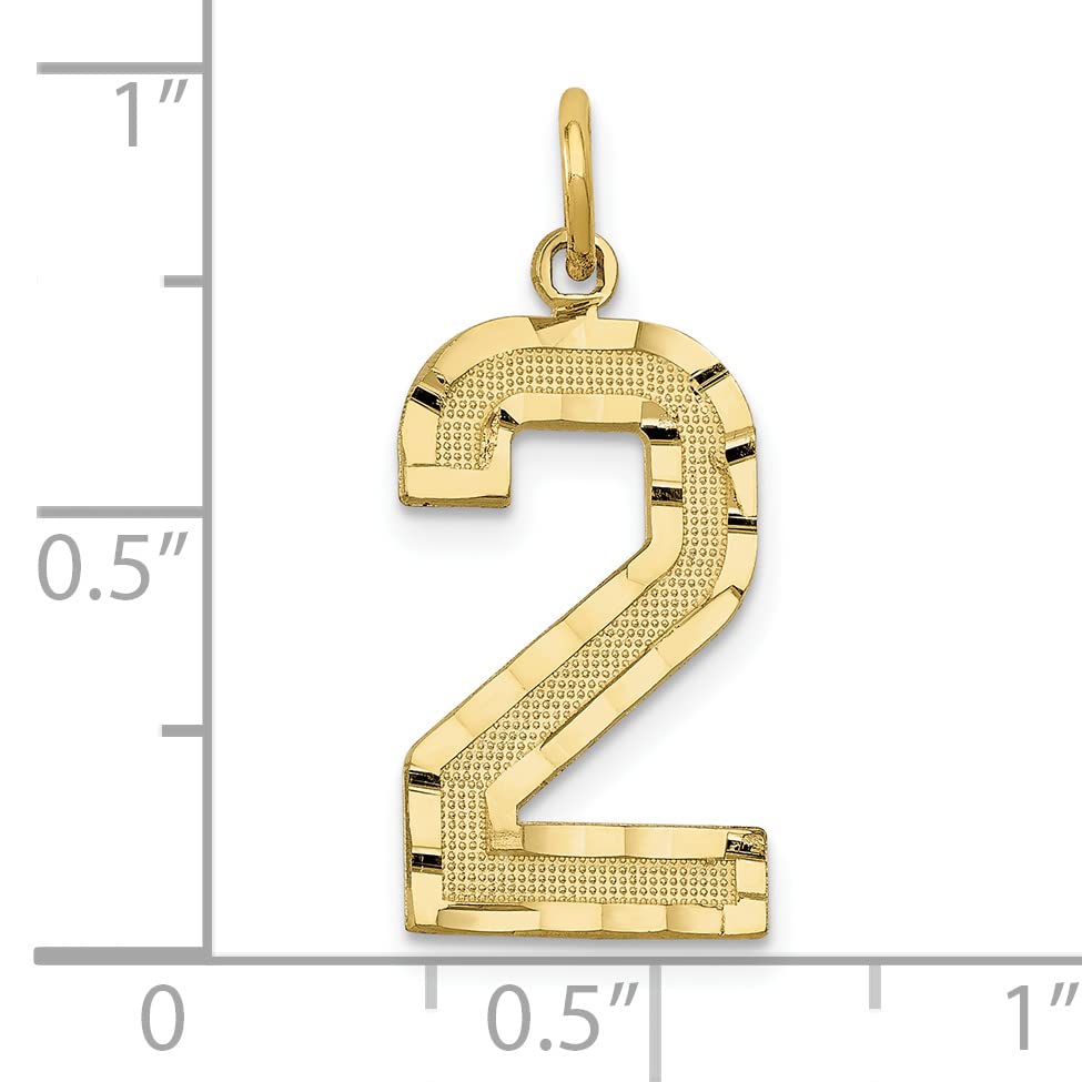 10K Yellow Gold Diamond Cut Number 2 Charm P159