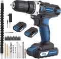 Cordless Drill with 2 Li-ion Batteries & Fast Charger, 3/8” Keyless Chuck, 21+1 Torque Setting J26410
