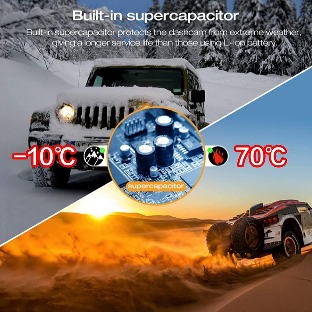 3 Channel Dash Cam Front Rear Inside 1080P Triple Dash Cam with Night Vision 170° Wide Angle T61730