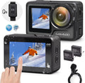 4K 60FPS Action Camera with Stabilization, 20MP WiFi Dual Screen Voice Remote Control 2 Batteries M4949
