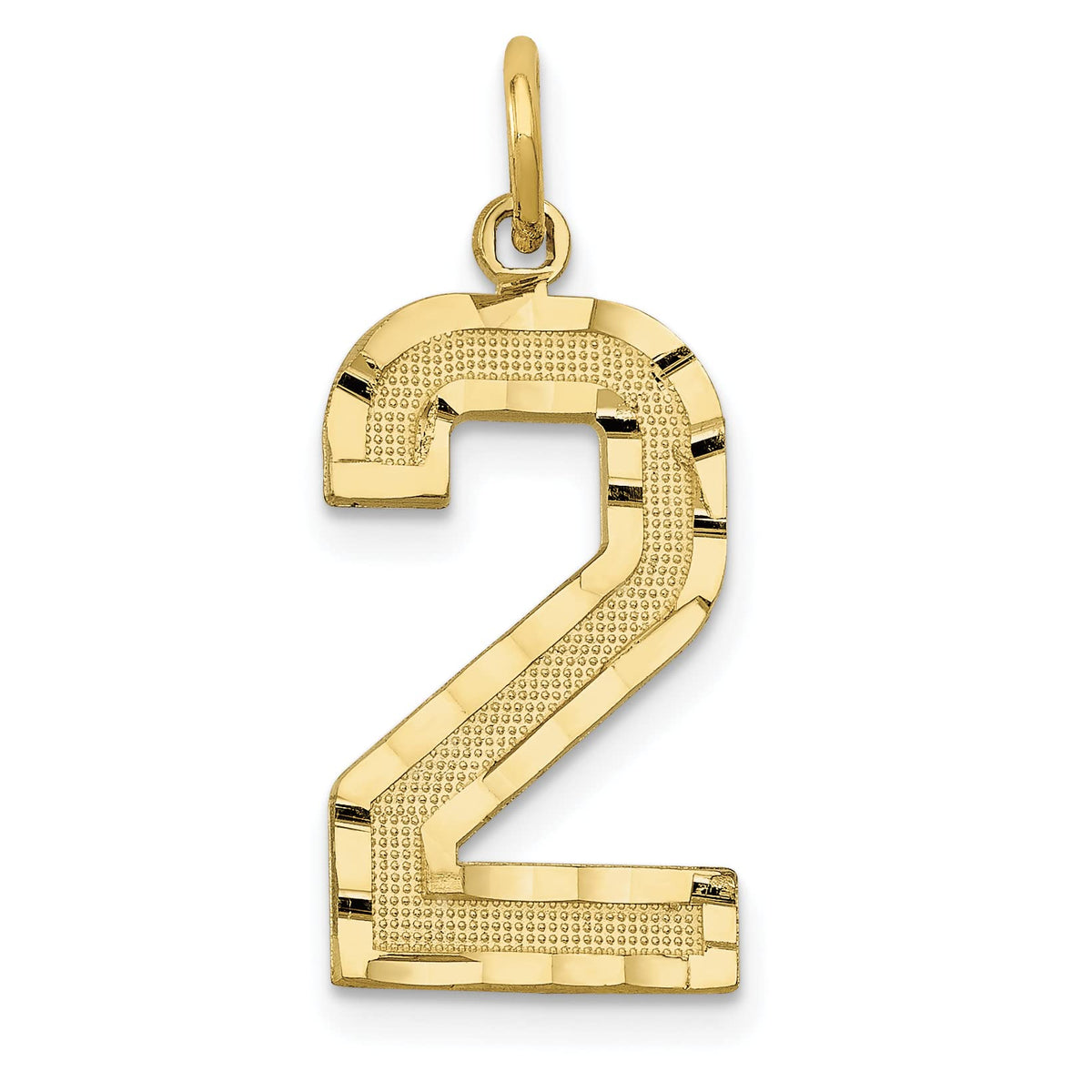 10K Yellow Gold Diamond Cut Number 2 Charm P159