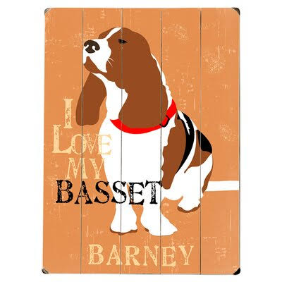 Basset Graphic Art Print on Wood B574492
