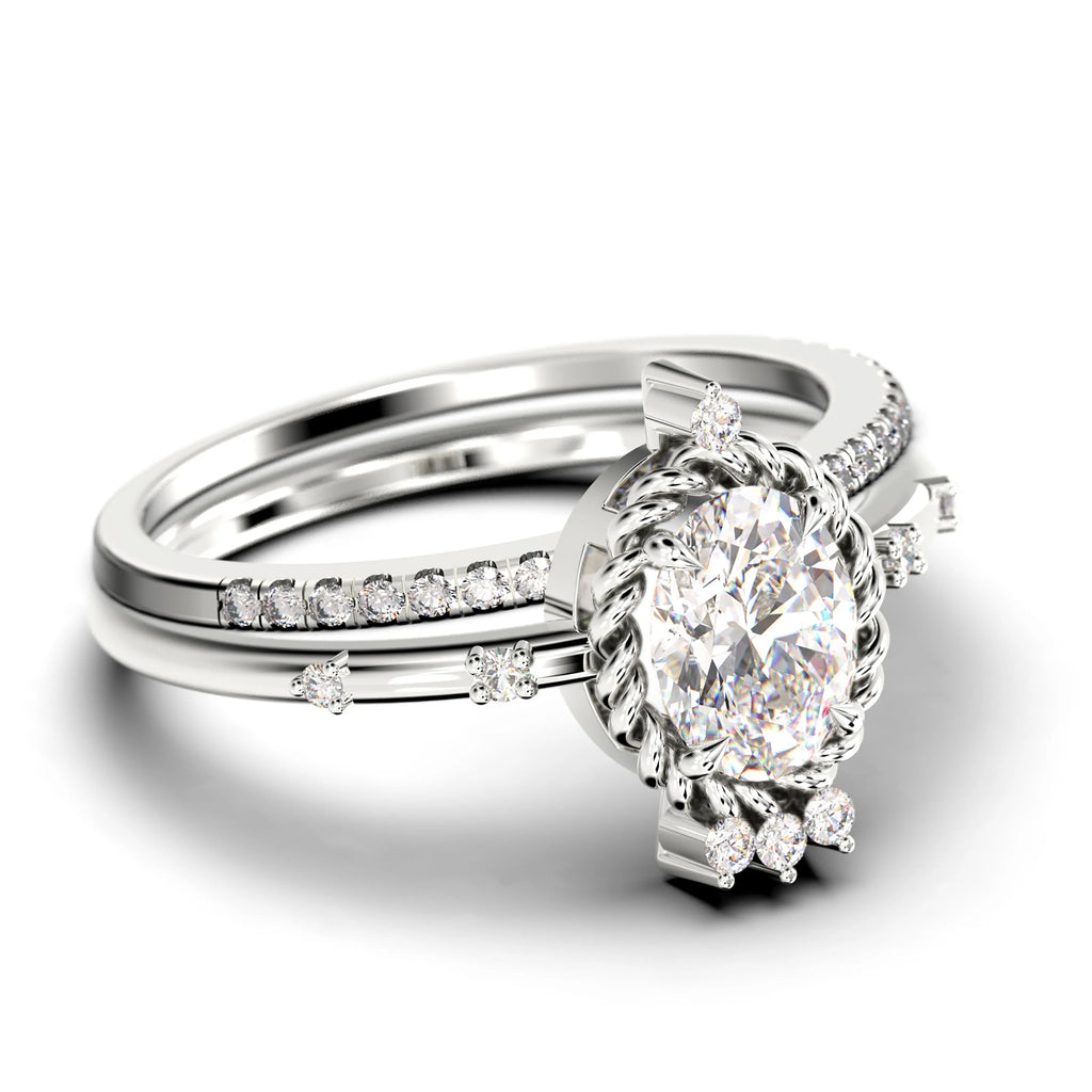 2.00 Carat Oval Cut Moissanite Engagement Ring in 925 Sterling Silver with 18k White Gold Plating G637404
