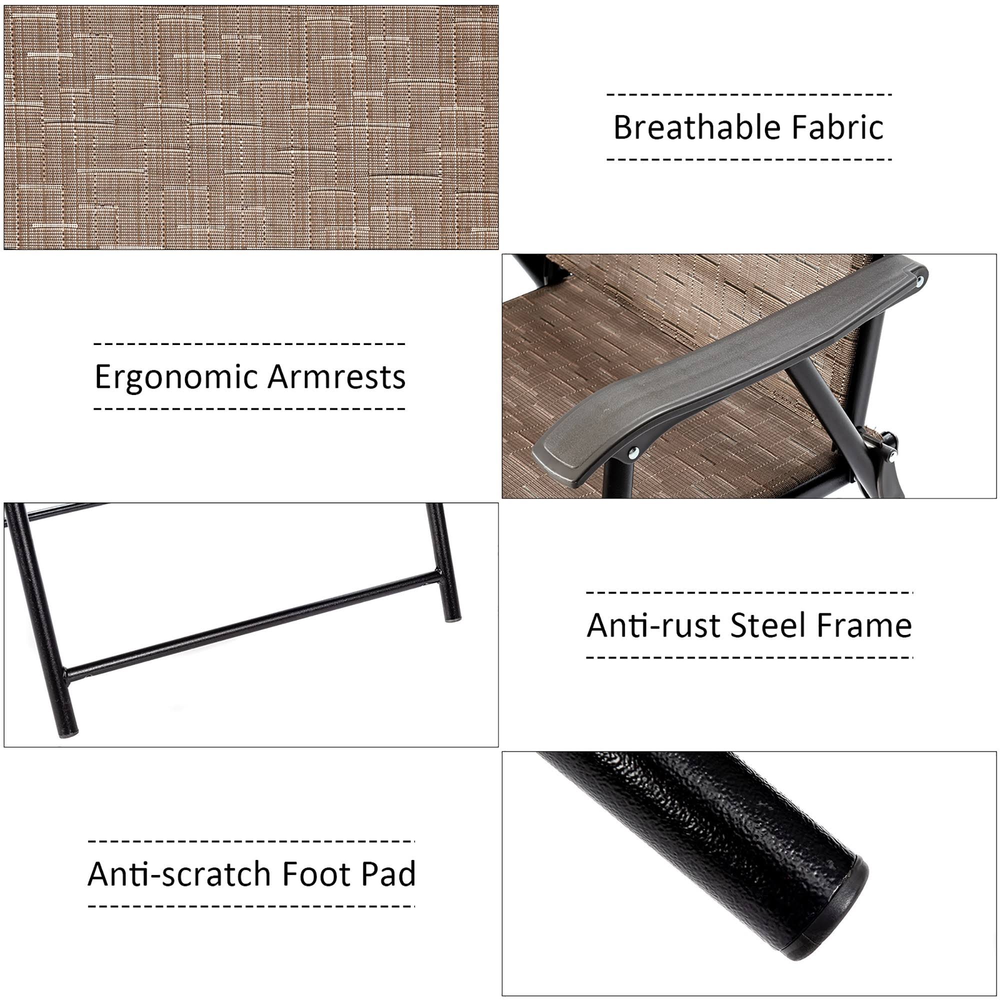 4 Piece Brown Outdoor Folding Chair with Armrest P4434
