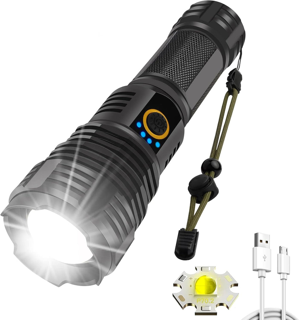 XHP70 LED Flashlight, 90000 Lumens, IP68 Waterproof, Zoomable U23303